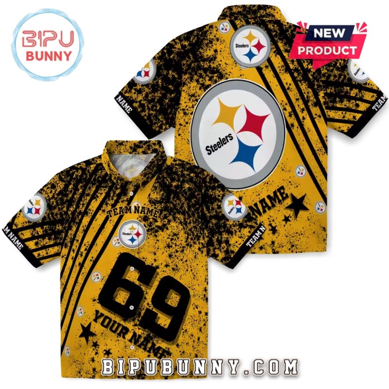 Pittsburgh Steelers Star Stripes Gold Hawaiian Shirt