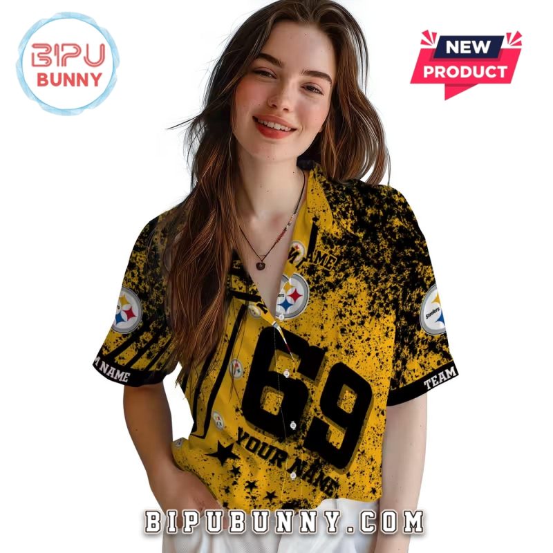 Pittsburgh Steelers Star Stripes Gold Hawaiian Shirt
