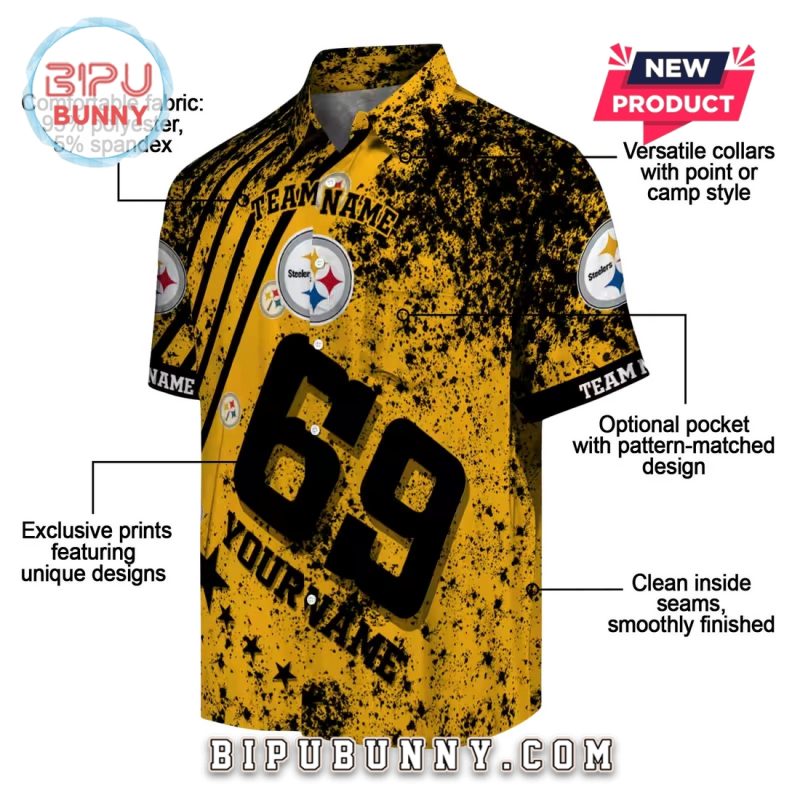 Pittsburgh Steelers Star Stripes Gold Hawaiian Shirt