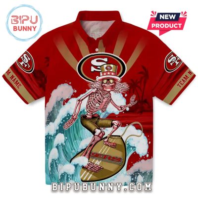 San Francisco 49ers Surfing Skeleton Hawaiian Shirt