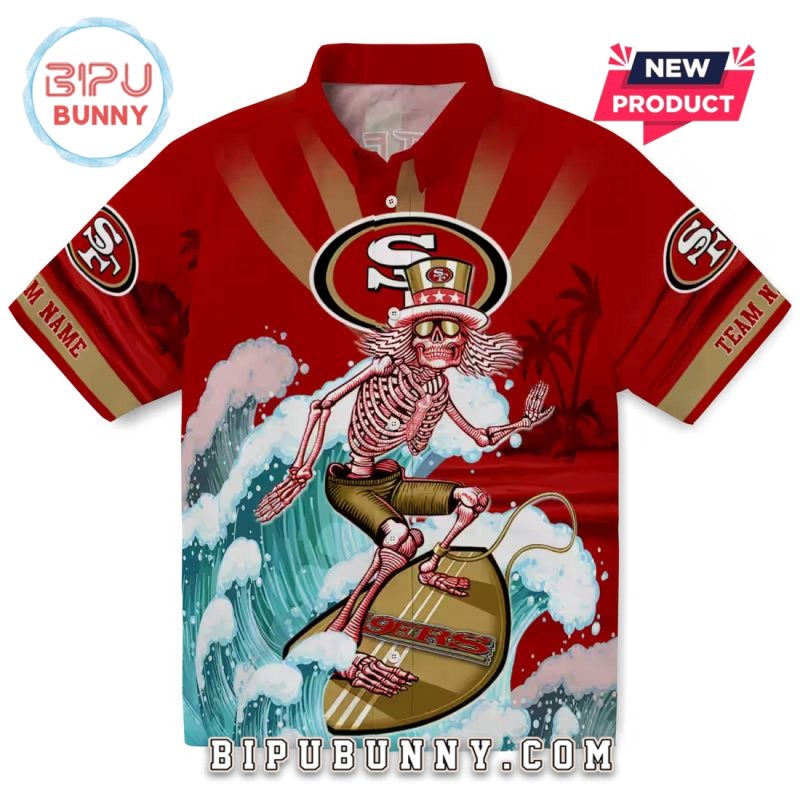 San Francisco 49ers Surfing Skeleton Hawaiian Shirt