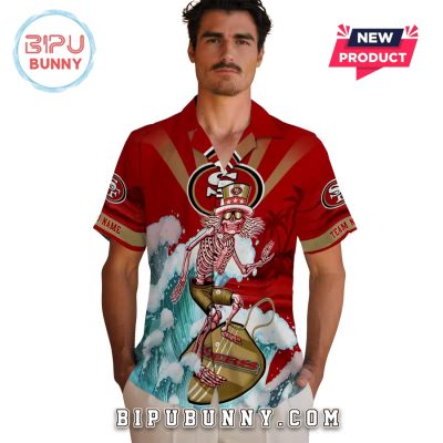 San Francisco 49ers Surfing Skeleton Hawaiian Shirt