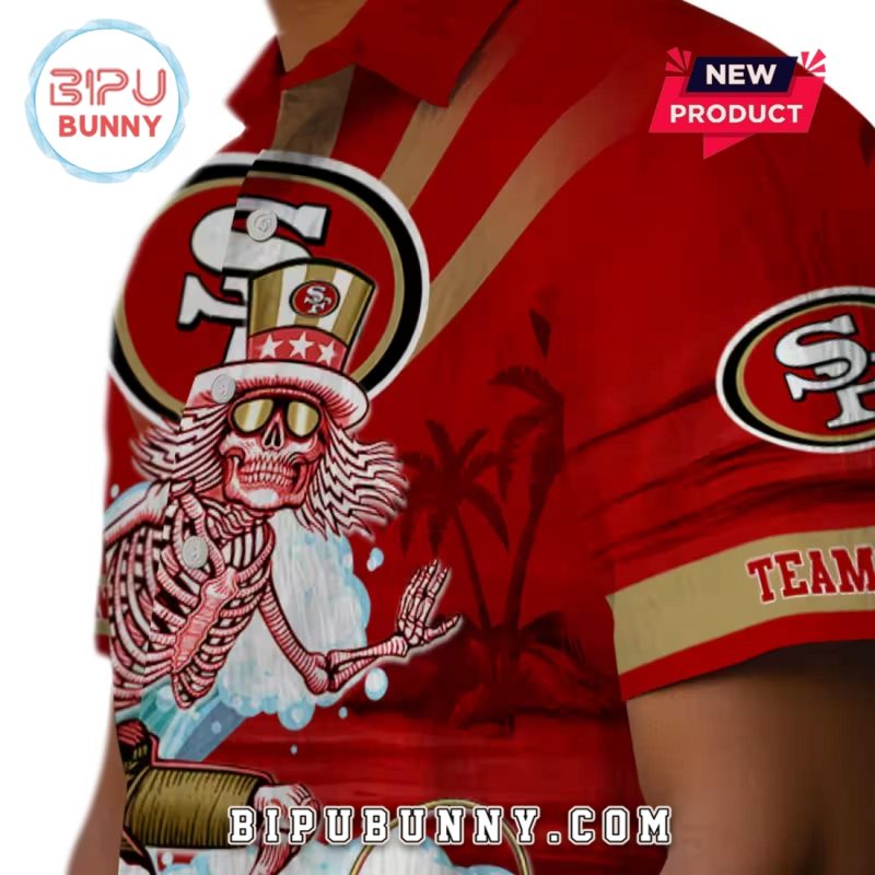 San Francisco 49ers Surfing Skeleton Hawaiian Shirt