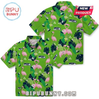 Seattle Seahawks Flamingo Foliage Hawaiian Shirt