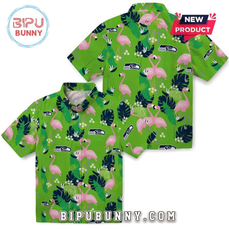 Seattle Seahawks Flamingo Foliage Hawaiian Shirt