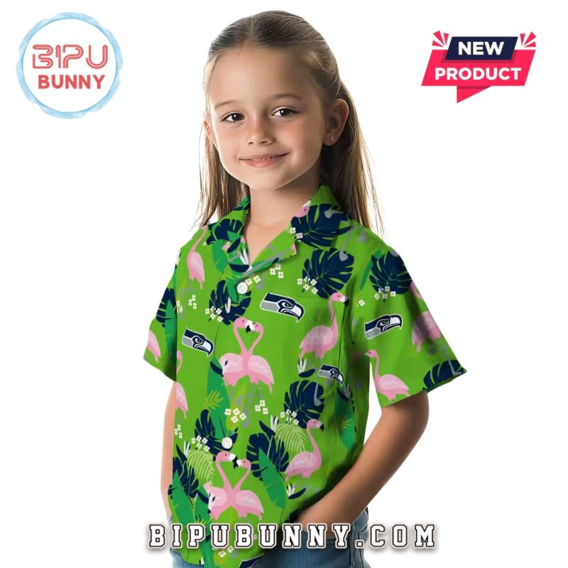 Seattle Seahawks Flamingo Foliage Hawaiian Shirt
