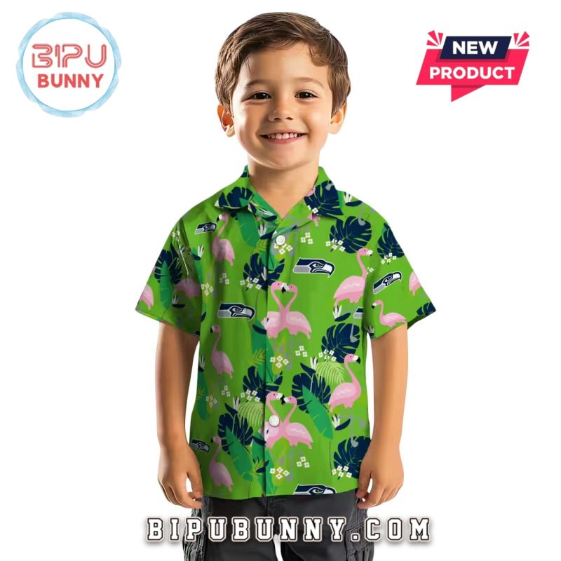 Seattle Seahawks Flamingo Foliage Hawaiian Shirt
