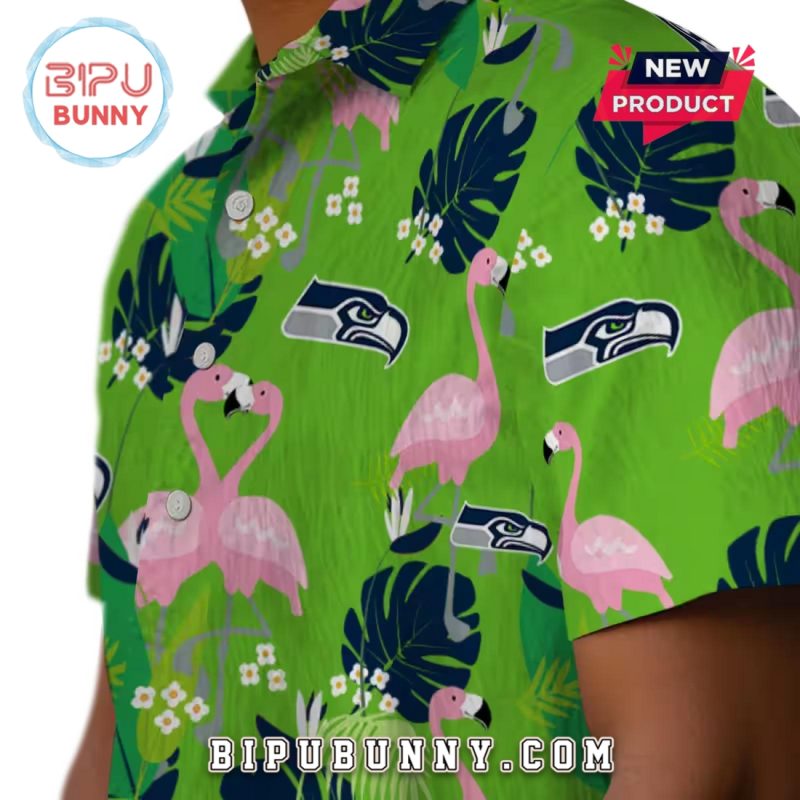 Seattle Seahawks Flamingo Foliage Hawaiian Shirt