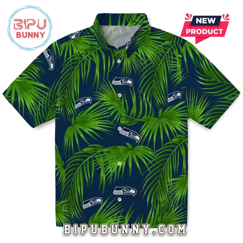 Seattle Seahawks Leafy Palms Hawaiian Shirt