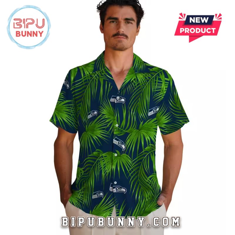 Seattle Seahawks Leafy Palms Hawaiian Shirt