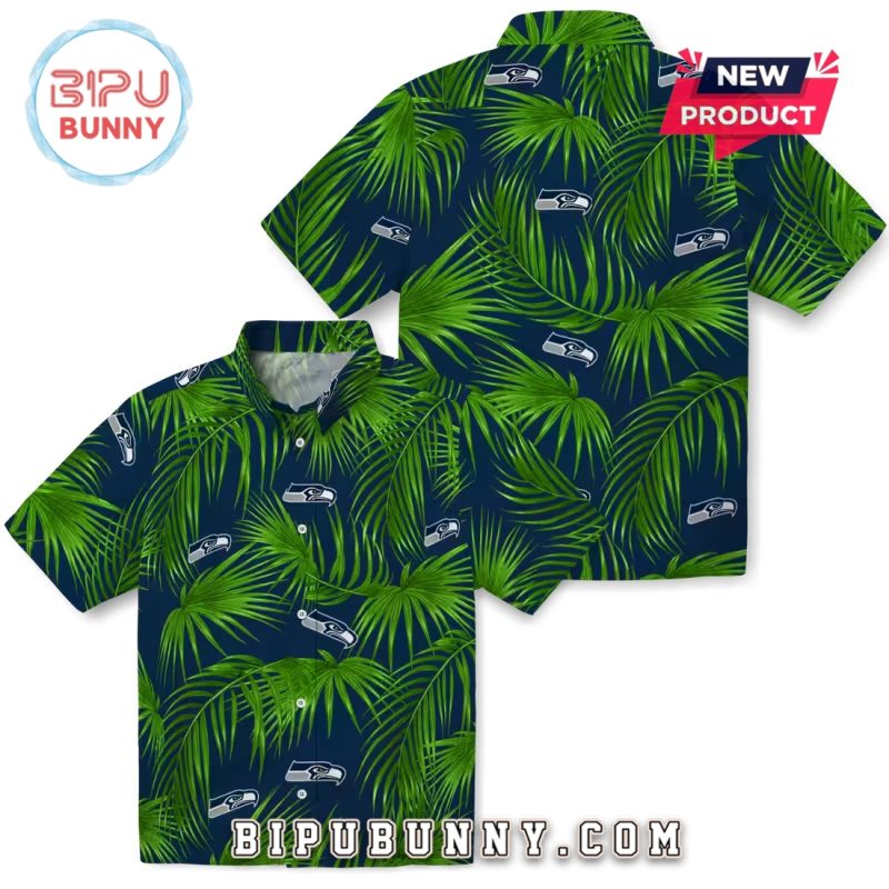 Seattle Seahawks Leafy Palms Hawaiian Shirt