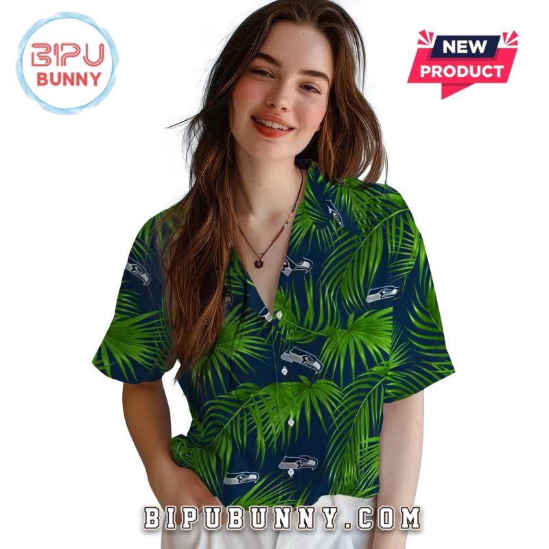 Seattle Seahawks Leafy Palms Hawaiian Shirt