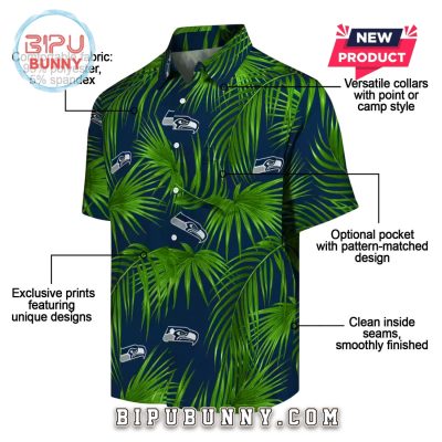 Seattle Seahawks Leafy Palms Hawaiian Shirt