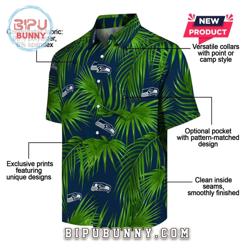 Seattle Seahawks Leafy Palms Hawaiian Shirt