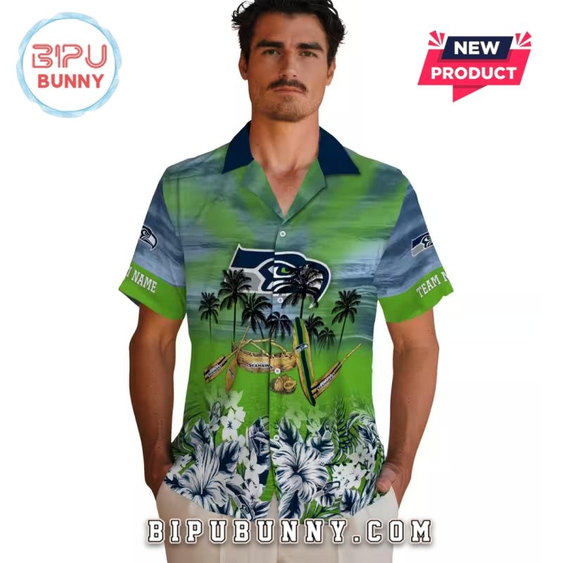 Seattle Seahawks Tropical Canoe Hawaiian Shirt