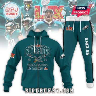 Super Bowl LIX Champions 2024 Philadelphia Eagles Green Hoodie Set