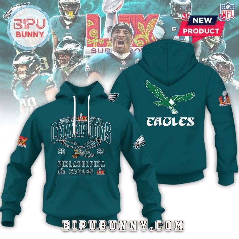 Super Bowl LIX Champions 2024 Philadelphia Eagles Green Hoodie Set