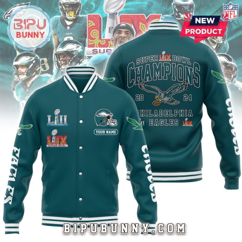 Super Bowl LIX Champions Eagles Custom Baseball Jersey