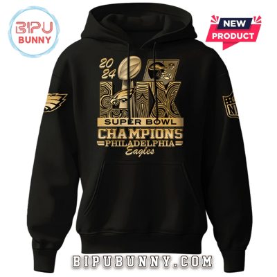 Super Bowl LIX Champions Eagles Gold Hoodie