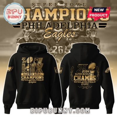 Super Bowl LIX Champions Eagles Gold Hoodie Set