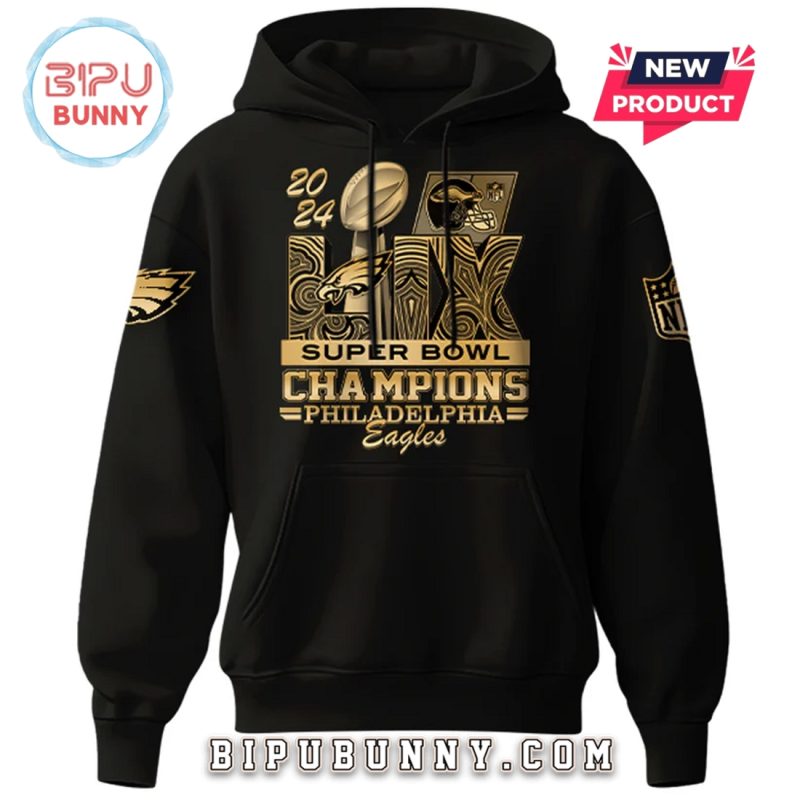 Super Bowl LIX Champions Eagles Gold Hoodie Set