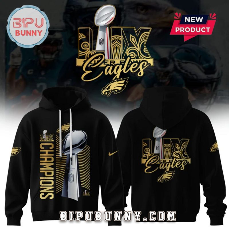 Super Bowl LIX Champions Eagles Lombardi Gold Trophy Hoodie