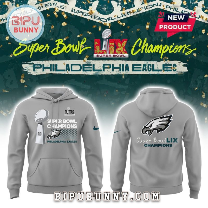 Super Bowl LIX Champions Philadelphia Eagles Grey Hoodie