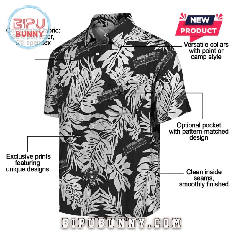 Tampa Bay Buccaneers Monstera Leaf Pattern Hawaiian Shirt
