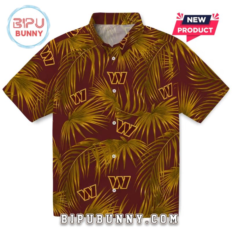 Washington Commanders Leafy Palms Burgundy Hawaiian Shirt