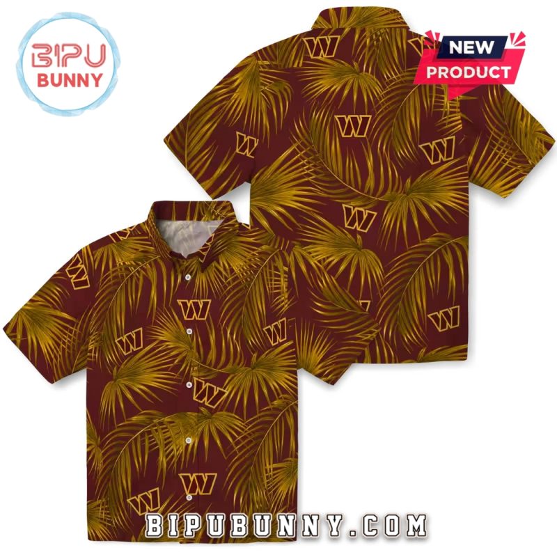 Washington Commanders Leafy Palms Burgundy Hawaiian Shirt