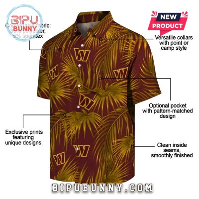 Washington Commanders Leafy Palms Burgundy Hawaiian Shirt