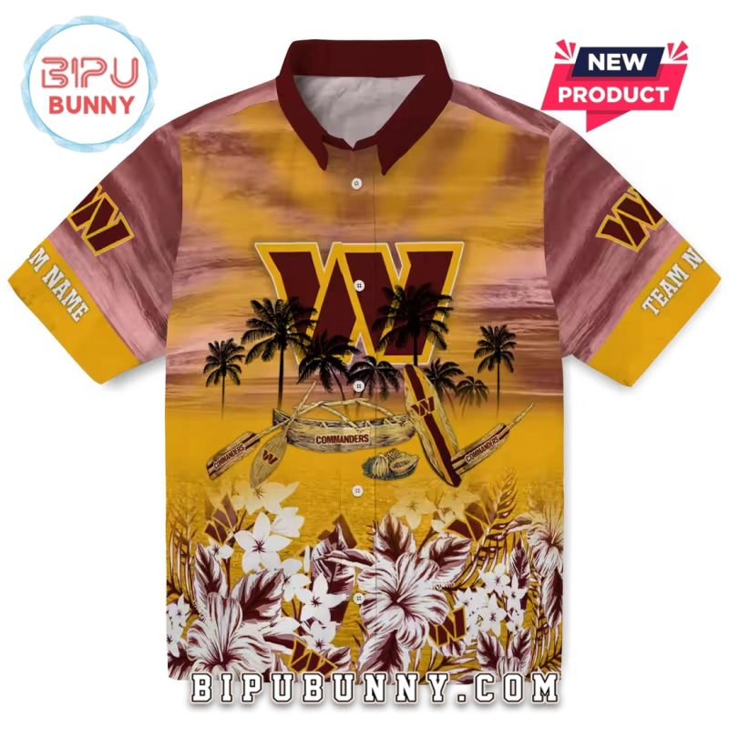 Washington Commanders Tropical Canoe Burgundy Hawaiian Shirt