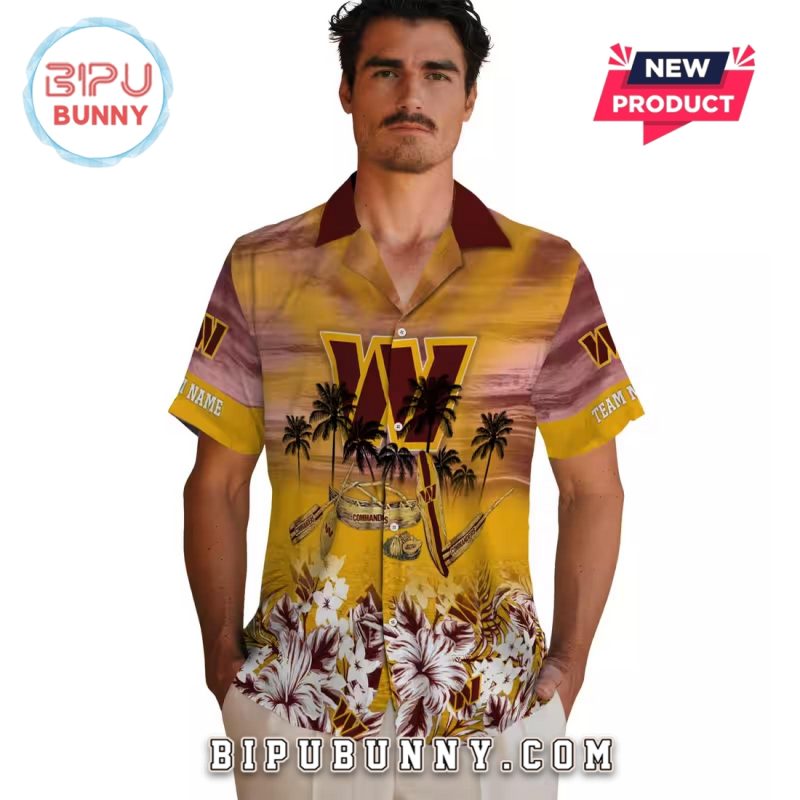 Washington Commanders Tropical Canoe Burgundy Hawaiian Shirt