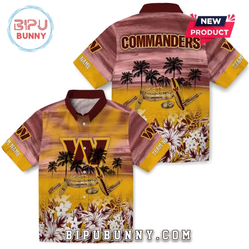 Washington Commanders Tropical Canoe Burgundy Hawaiian Shirt