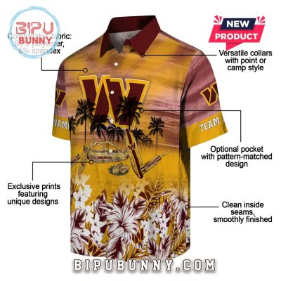 Washington Commanders Tropical Canoe Burgundy Hawaiian Shirt