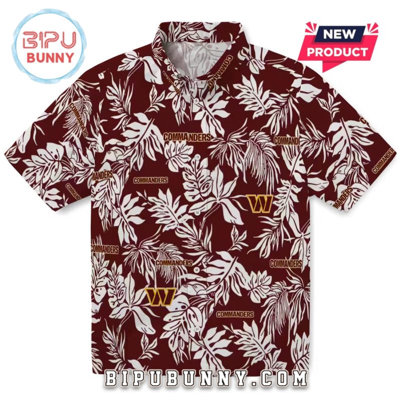 Washington Commanders Tropical Leaf Burgundy Hawaiian Shirt