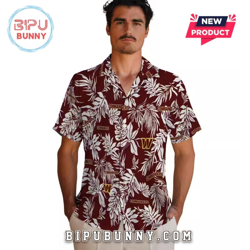 Washington Commanders Tropical Leaf Burgundy Hawaiian Shirt