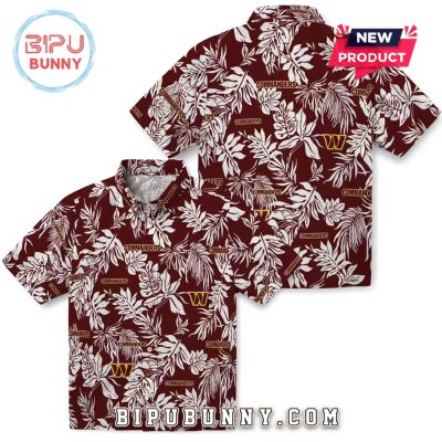 Washington Commanders Tropical Leaf Burgundy Hawaiian Shirt