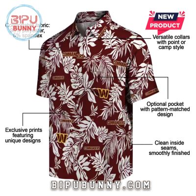 Washington Commanders Tropical Leaf Burgundy Hawaiian Shirt