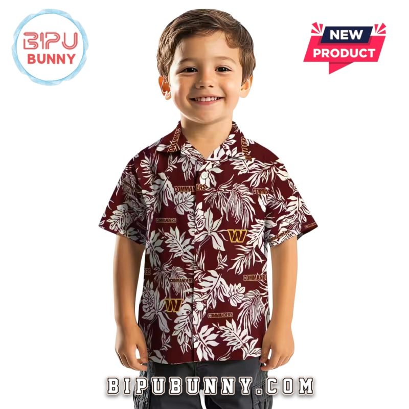 Washington Commanders Tropical Leaf Burgundy Hawaiian Shirt