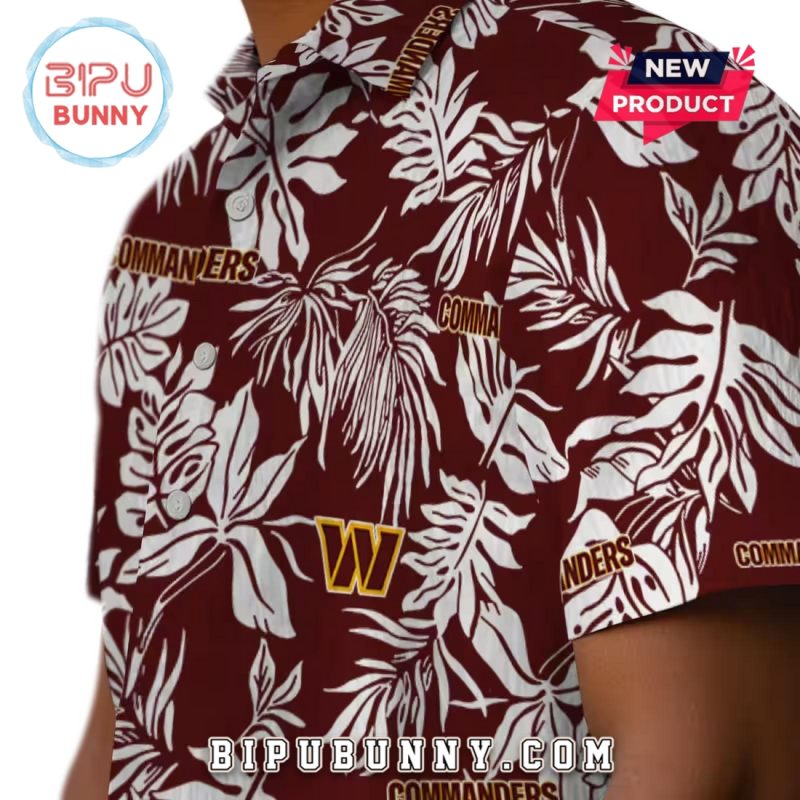 Washington Commanders Tropical Leaf Burgundy Hawaiian Shirt