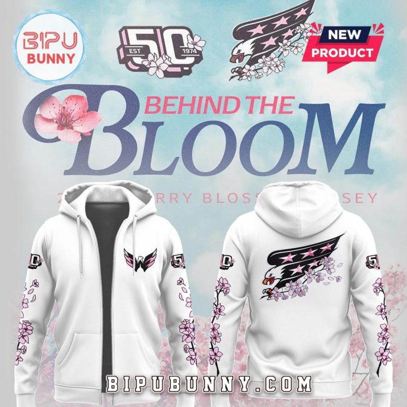 Behind The Blossom Washington Capitals White Hoodie