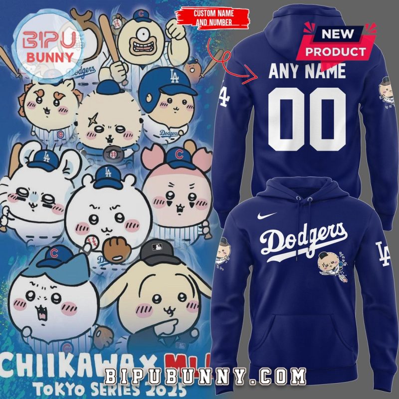 Custom Chiikawa x Dodgers Blue Hoodie