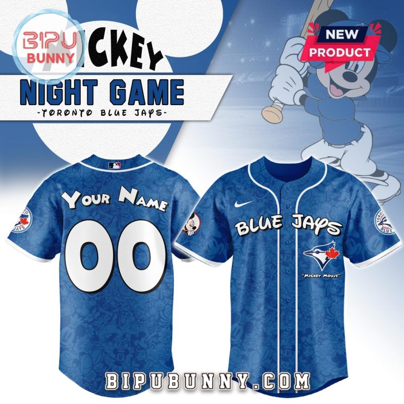 Custom Toronto Blue Jays x Mickey Night Game Baseball Jersey