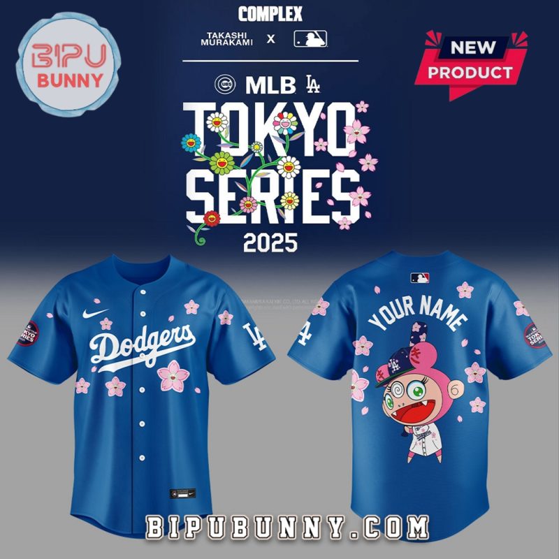 Dodgers Takashi Murakami MLB Tokyo Series Blue Baseball Jersey