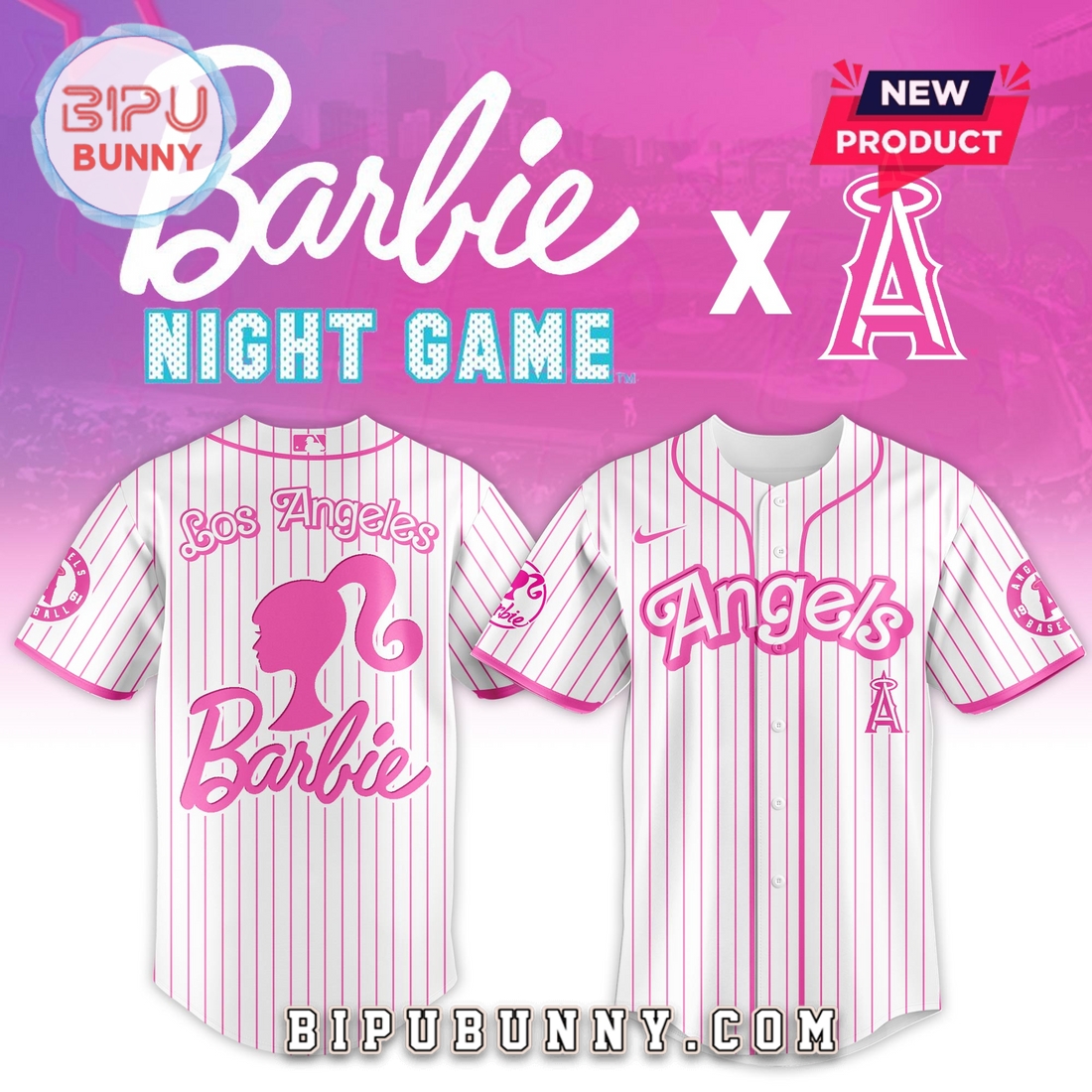 Los Angeles Angels MLB x Barbie Night Game Baseball Jersey Los Angeles Angels MLB x Barbie Night Game Baseball Jersey