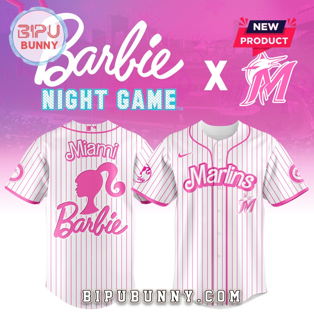 Miami Marlins MLB x Barbie Night Game Baseball Jersey Miami Marlins MLB x Barbie Night Game Baseball Jersey