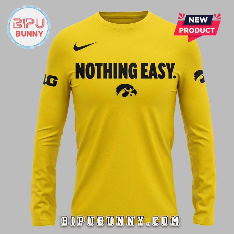 New Iowa Hawkeyes Nothing Easy Yellow Hoodie