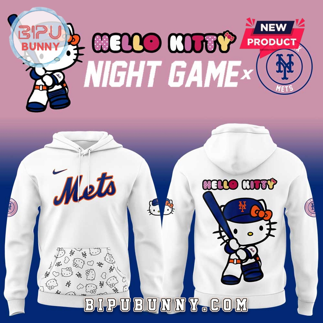 New York Mets x Hello Kitty Night Game Hoodie New York Mets x Hello Kitty Night Game Hoodie