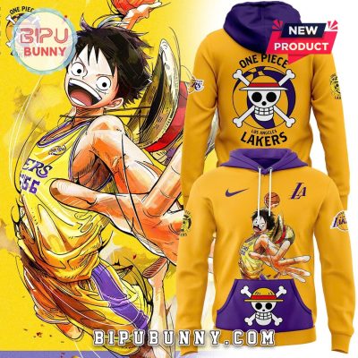 One Piece Night Los Angeles Lakers Gold Hoodie